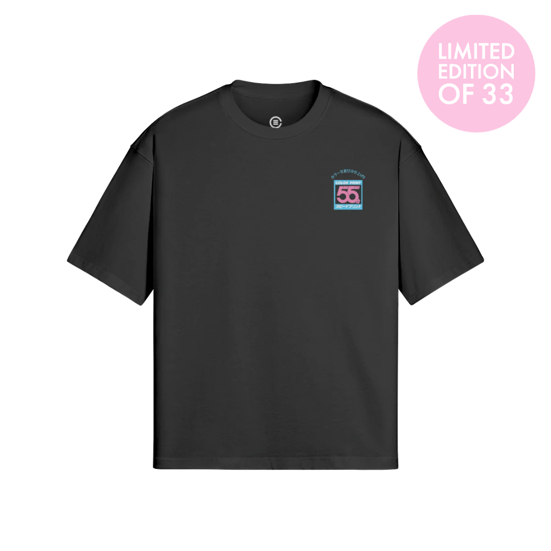 '55 Minute Speed Print' Logo T-Shirt (Black)